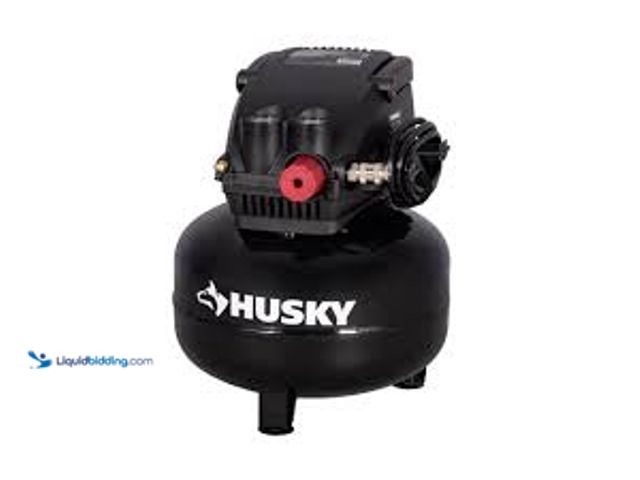 Lot 49-5407035 - Husky 3 Gal. 120 PSI Portable Electric Oil-Free Light Duty Pancake Air Compressor with Fold Down Han...