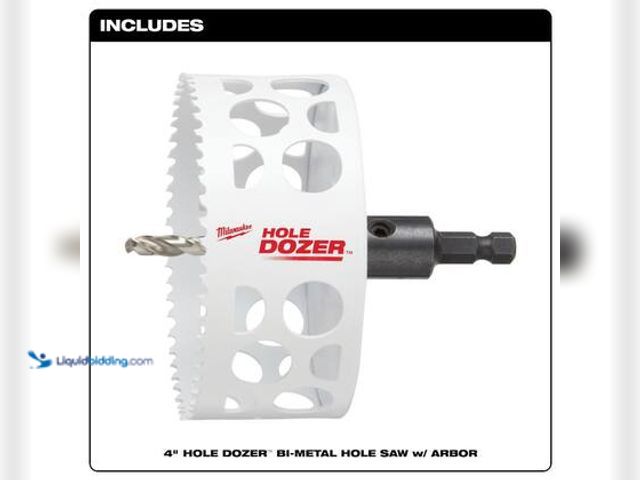 Lot 49-3565715 - Milwaukee 4 in. HOLE DOZER Bi-Metal Hole Saw with 3/8 in. Arbor and Pilot Bit. Model # 49-56-9685. U...