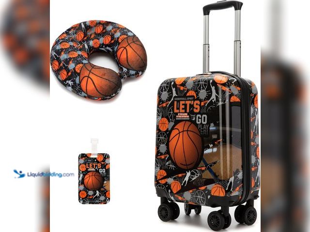 Lot 49-5556976 - Kids Basketball Suitcase Set for Boys Hardside Luggage with Spinner Wheels 2 Piece 16inch Toddler Su...