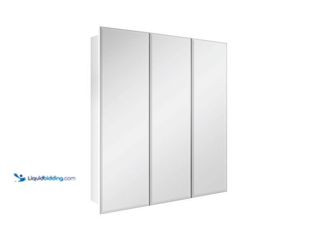 Lot 49-5410341 - Glacier Bay 24.4 in. W x 25.2 in. H Rectangular Medicine Cabinet with Mirror in Silver with Adjustab...