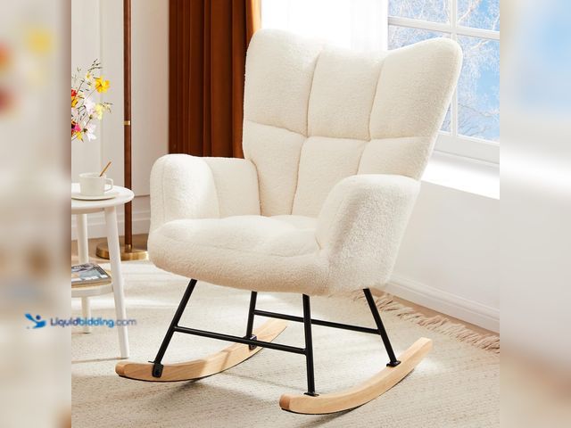 Lot 49-5448813 - DUMOS Rocking Chair Nursery Teddy Upholstered Gliders Rocker Accent Reading Recliner Thick Padded Se...
