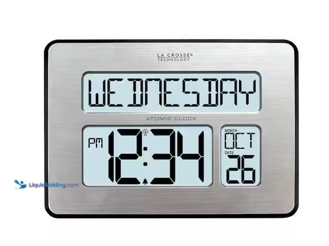 Lot 49-1568493 - La Crosse Technology Backlight Atomic Full Calendar Digital Clock with Extra Large Digits Model # 51...