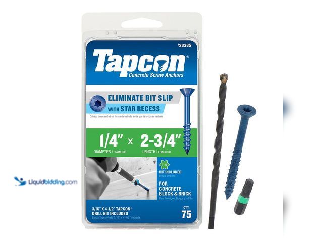 Lot 49-5435913 - Tapcon
1/4 in. x 2-3/4 in. Star Flat-Head Concrete Anchors (75-Piece) Unused