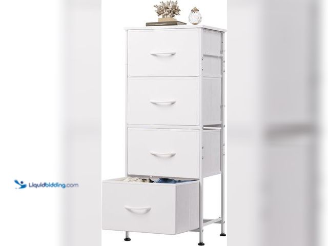 Lot 49-3531301 - WLIVE Dresser with 4 Drawers, Storage Tower, Organizer Unit, Fabric Dresser for Bedroom, Hallway, En...