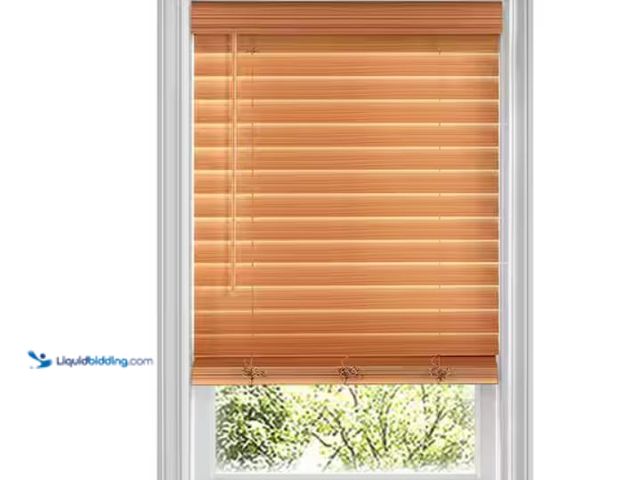 Lot 49-1632117 - Home Decorators Collection Chestnut Cordless 2-1/2 in. Premium Faux Wood Blinds with 2.5 in. Slats -...
