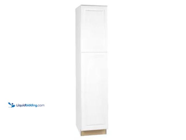 Lot 49-2022951 - Hampton Bay Hampton 18 in. W x 24 in. D x 84 in. H Assembled Pantry Kitchen Cabinet in Satin White, ...
