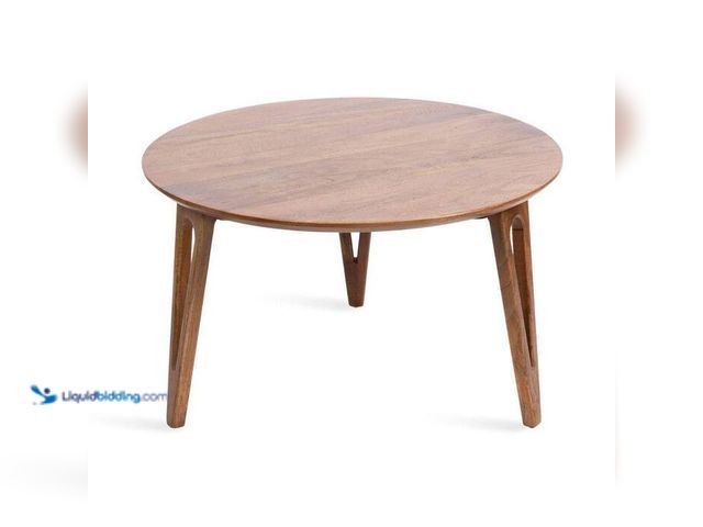 Lot 49-2021813 - Kate and Laurel Kershaw 30 in. Walnut Brown Round Solid Wood Coffee Table. Model # 227898. MSRP $ 25...