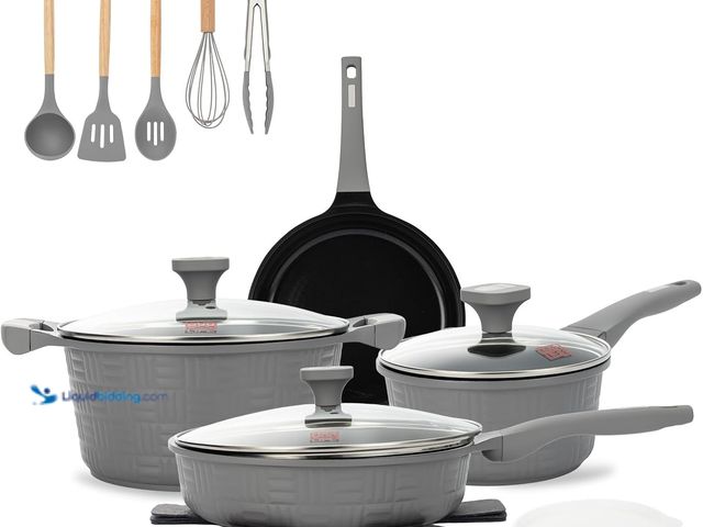 Lot 49-5463524 - UCCLIFE 15-PCS Pots and Pans Set Non Stick, Induction Cookware Set, Non-toxic Kitchen Cooking Set, F...