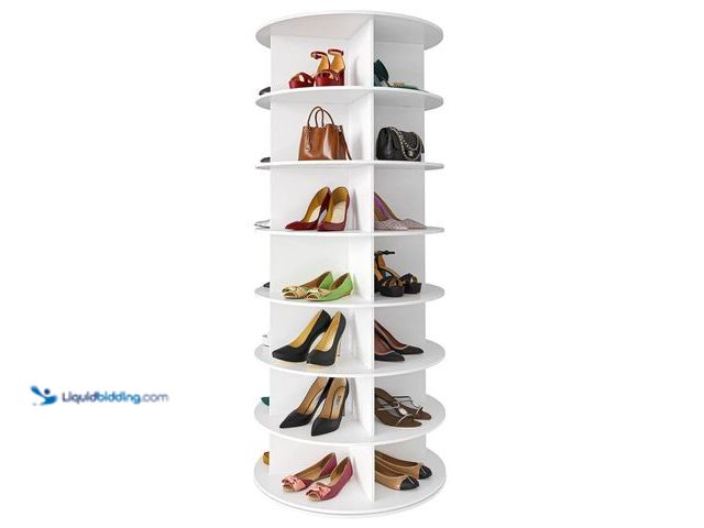 Lot 49-3430541 - SpaceAid 7 Tier Rotating Shoe Rack Tower, Spinning Shoe Display Lazy Susan, Revolving 360 Shoe Rack ...