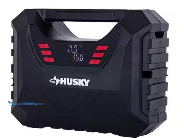 Lot 49-3614345 - Husky 12/120-Volt AC/DC Portable Quick Flow Air Compressor Air Pump Inflator with Digital Pressure G...