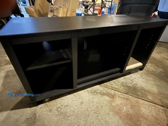 Lot 49-1911394 - TV Stand Black TV Stand TV Stand with shelves - used - 16" wide, 45.5" length, 19" high
