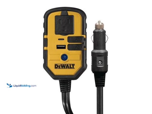 Lot 49-5544343 - DEWALT 140-Watt Portable Power Inverter for Car with Dual USB Ports,.  Model # DXAEPI140. Used