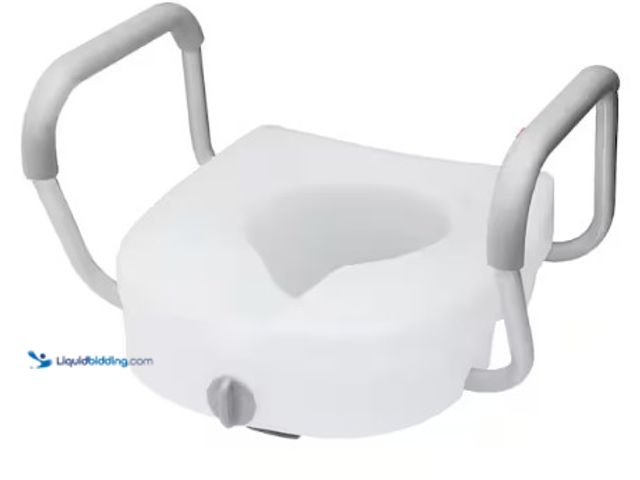 Lot 49-2025068 - Glacier Bay E-Z Round 5 in. H Elevated Toilet Seat with Armrests, Lockable in white, Model # FGB303G...