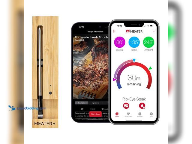 Lot 49-5483487 - MEATER Plus: Smart Bluetooth Wireless Meat Thermometer Digital | BBQ, Grill, Oven, Smoker, Air Fryer...