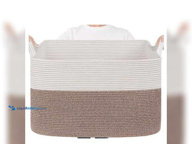 Lot 49-3432185 - Goodpick 105L Extra Large Blanket Basket 25" x 16" x 16" Cotton Rope Storage Baskets for Organizing,...