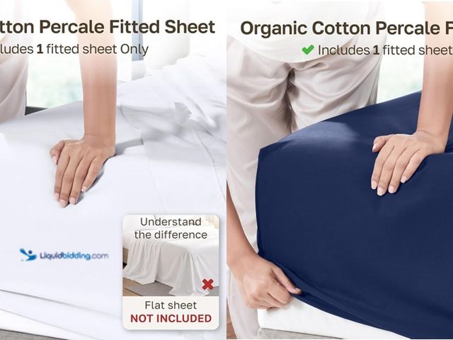 Lot 49-5539625 - California Design Den 100% Organic Cotton Fitted Sheet Queen Size Only - Percale Queen Deep Pocket F...