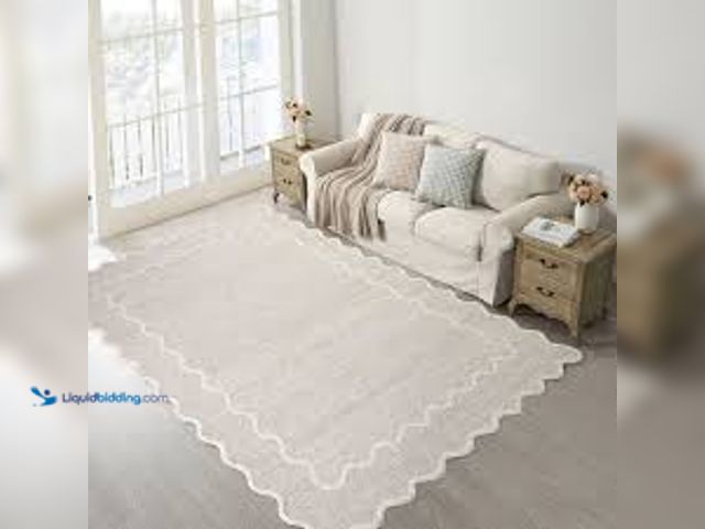 Lot 49-5581523 - My Texas House Stella Ivory Scallop Wool Indoor Area Rug, 9 ft x 12 ft MODEL:735732666780 UNUSED
