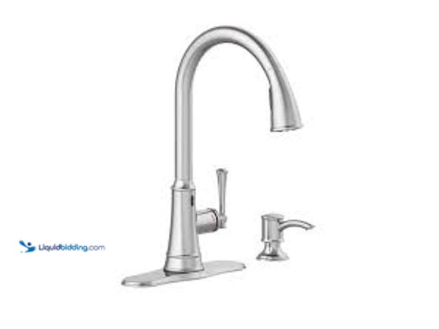 Lot 49-5448890 - Glacier Bay Hemming Single-Handle Touchless Pull Down Sprayer Kitchen Faucet with Soap Dispenser in ...