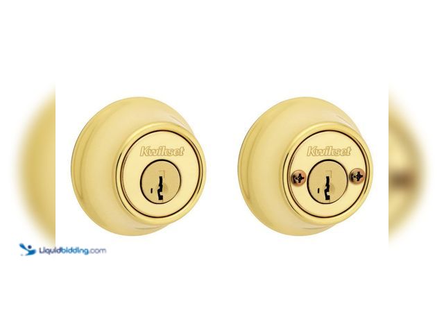 Lot 49-5408061 - Lot of 3. Kwikset 665 Polished Brass Double Cylinder Deadbolt featuring SmartKey Security and Microb...
