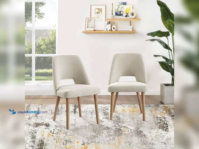 Lot 49-2021050 - OSP Home Furnishings Ralston Dining Chair in Linen Fabric with Medium Oak Legs 2 Pack, Model # RLS2M...