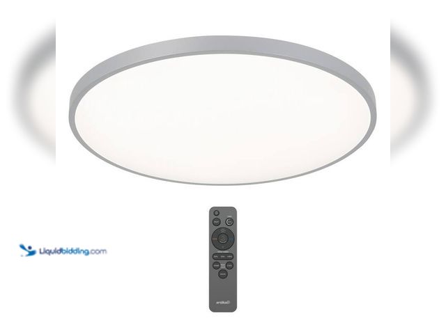 Lot 49-5406856 - Artika Europa 21 in. 1-Light Modern Silver Integrated LED 3 CCT Flush Mount Ceiling Light Fixture fo...