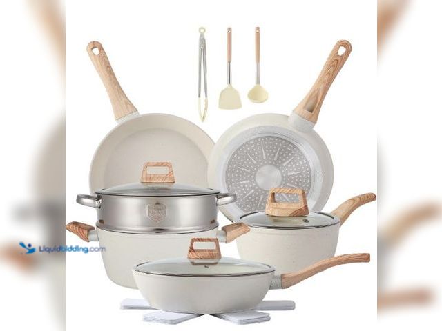 Lot 49-5436385 - 16PCS Pots and Pans Set Non Stick Cookware Set Nonstick with Cooking Set. Model #B0D943RYCX. Unused.