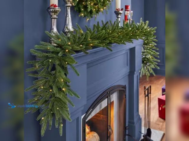 Lot 49-1541768 - (2-Pack) Home Accents Holiday 9 ft. Hillcrest Battery Operated Noble Fir LED Pre-Lit Artificial Garl...