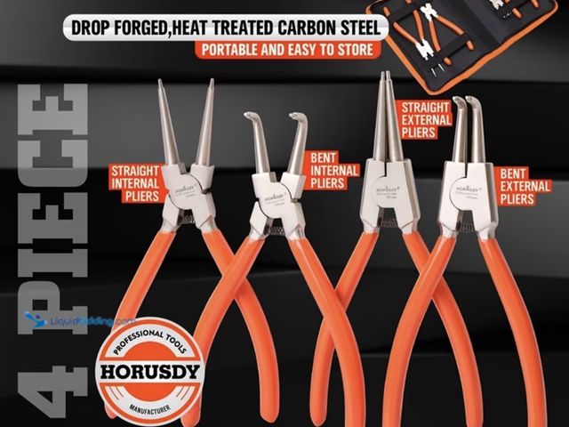 Lot 49-1792544 - New 4pcs Snap Ring Pliers Set, Heavy Duty Circlip Pliers Kit 7 Inch for Snap Ring Removal Tool Retai...