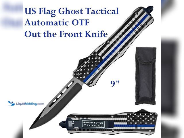 Lot 49-1616241 - Armed Force Tactical US Flag Ghost Tactical Automatic OTF Out the Front Knife 9" with Drop Point Bla...