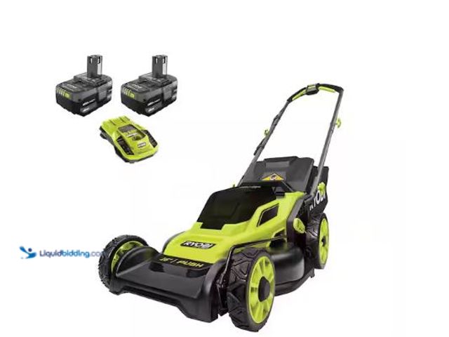 Lot 49-3473080 - RYOBI ONE+ HP 18V Brushless 16 in. Cordless Battery Walk Behind Push Lawn Mower with (2) 4.0 Ah Batt...