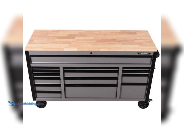 Lot 49-5446858 - Husky
Heavy Duty 61 in. W x 23 in. D 15-Drawer Matte Gray Mobile Workbench Cabinet with Solid Wood ...