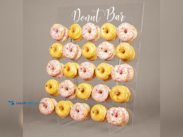 Lot 49-5459510 - Donut Wall Display Stand - Acrylic Donut Stand. Model #B0CMQQ6RP8. Unused with attachments.