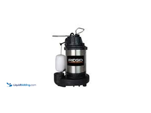 Lot 49-5459392 - RIDGID 1/2 HP Stainless Steel Dual Suction Submersible Sump Pump. Model # 500RSDS. Unused and powers...
