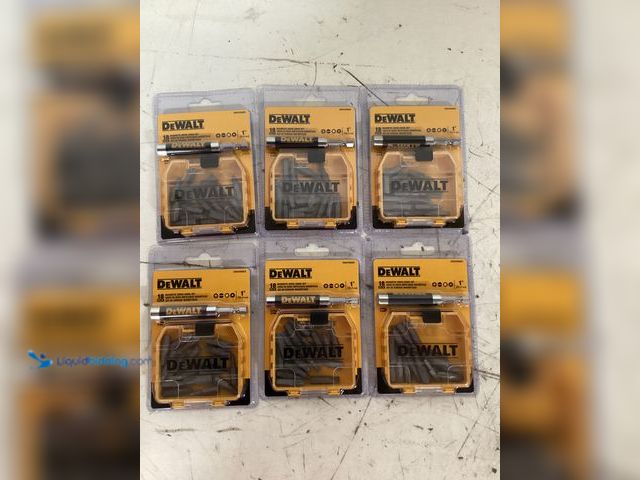 Lot 49-1630762 - Lot of (6) DEWALT 18 pc. Compact Magnetic Drive Guide Set, Yellow Model #DWAF2058CS,  New, Factory S...