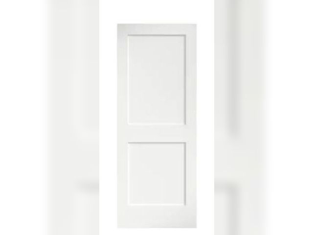 Lot 49-1517052 - 24 in. x 80 in. x 1-3/8 in. Shaker White Primed 2-Panel Solid Core Wood Interior Slab Door, Model # ...