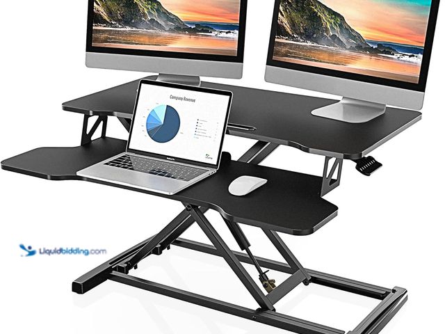 Lot 49-5452176 - FITUEYES Height Adjustable Standing Desk 32” Wide Sit to Stand Converter Stand Up Desk Tabletop Work...