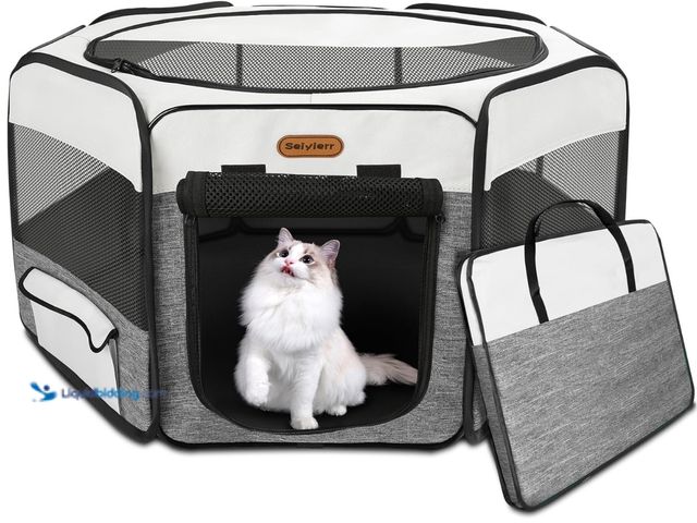 Lot 49-3481724 - Puppy Playpen, 45" Portable Dog Playpen, Pet Playpen for Dogs Cats, Pop Up Playpen and Exercise Play...