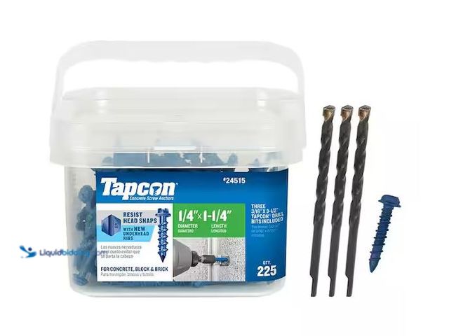 Lot 49-1576488 - Tapcon 1/4 in. x 1-1/4 in. Hex-Washer-Head Concrete Anchors (225-Piece) Model # 24515, Unused  Ref#B...