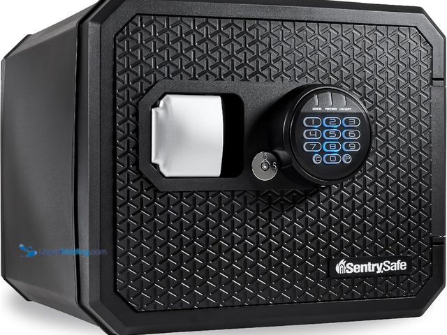 Lot 49-5552081 - SentrySafe Fireproof and Waterproof Large Safe with Digital Keypad, Override Key, and Adjustable She...