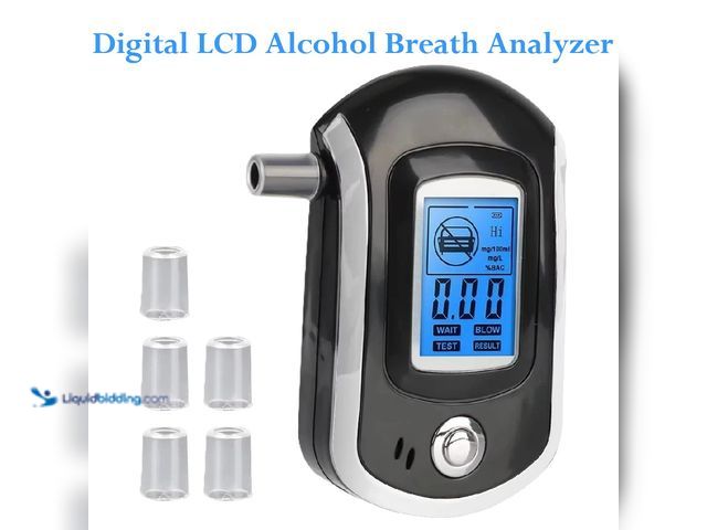 Lot 49-1616210 - Digital LCD Alcohol Breath Analyzer - NEW - This breath alcohol tester breathalyzer device provides ...