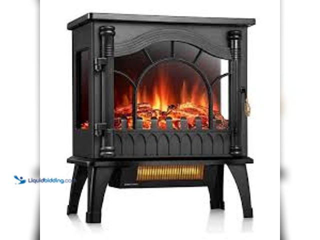 Lot 49-5483787 - R.W.FLAME 22.83 in. Freestanding Electric Fireplace Stove Heater in Black. Model # WYHD-S520222. Unu...
