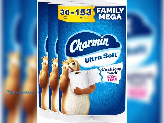 Lot 49-5543663 - Charmin Ultra Soft Cushiony Touch Toilet Paper, 30 Family Mega = 153 Regular Rolls, 2-Ply, White. Ne...