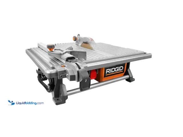 Lot 49-3431806 - RIDGID 6.5-Amp 7 in. Blade Corded Table Top Wet Tile Saw, Model # R4021, Used, Powers on  Ref#AHDSB0...