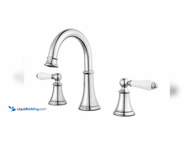 Lot 49-5572404 - Pfister Courant 8 in. Widespread 2-Handle Bathroom Faucet in Polished Chrome with White Handles. Mod...