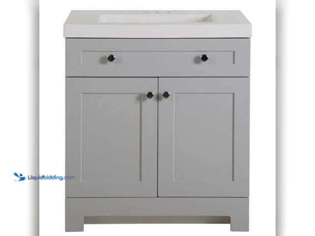 Lot 49-5539817 - Glacier Bay Everdean 31 in. Single Sink White Freestanding Bath Vanity with White Cultured Marble To...