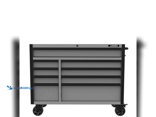 Lot 49-5410729 - Husky Tool Storage 52 in. W Heavy Duty Matte Gray Tool Chest. Unused. Tool chest only. No wheels inc...