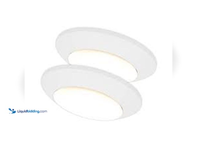 Lot 49-5414661 - QTY 2 - 7 in. Matte White Slim LED Flush Mount 854 Lumens Soft White 3000K Indoor Bedroom Closet Kit...