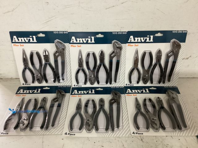 Lot 49-1630953 - Lot of (6) Anvil 4-Piece Plier Set Model # 91944, Unused  Ref#HD0806