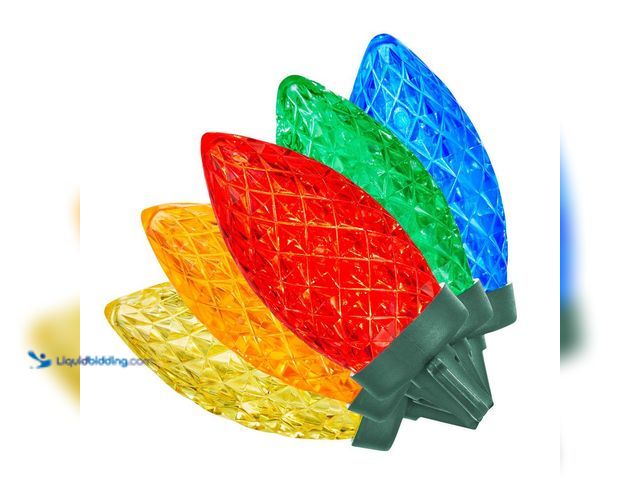 Lot 49-5453629 - Home Accents Holiday 100 Count Multi-Colored Faceted C9 LED Lights. [Model # 24RT3692415M] New