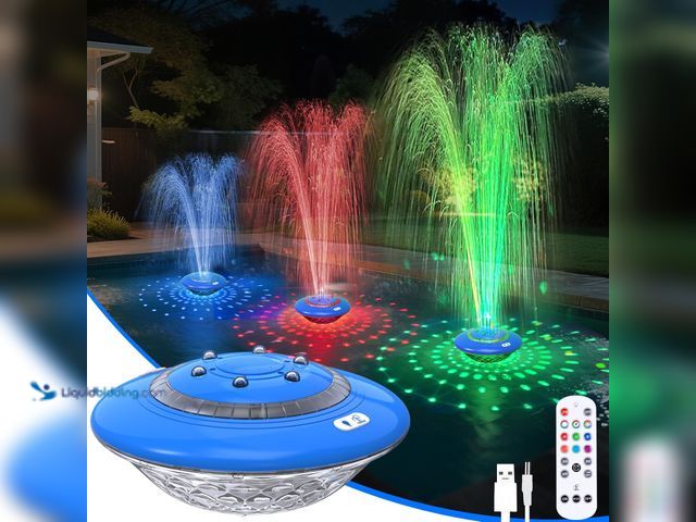 Lot 49-5406666 - Floating Pool Fountain with Lights Show, 9 Pool Light Modes and 3 Fountain Modes with Remote for Ing...